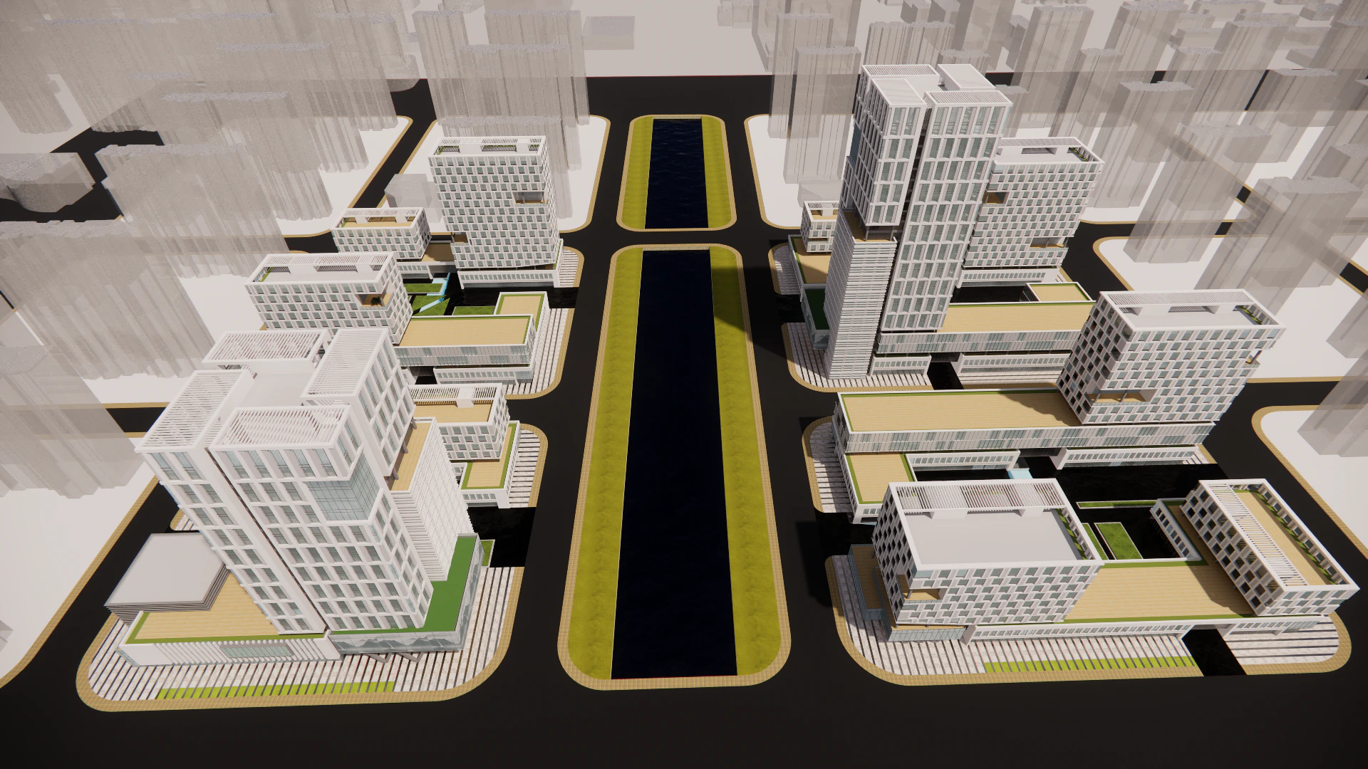 Modern City Block -A15 3D Model .c4d .max .obj .3ds .fbx .stl .blend 