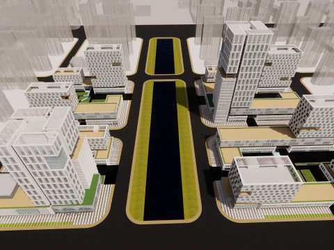 Modern City Block -A15 3D Model