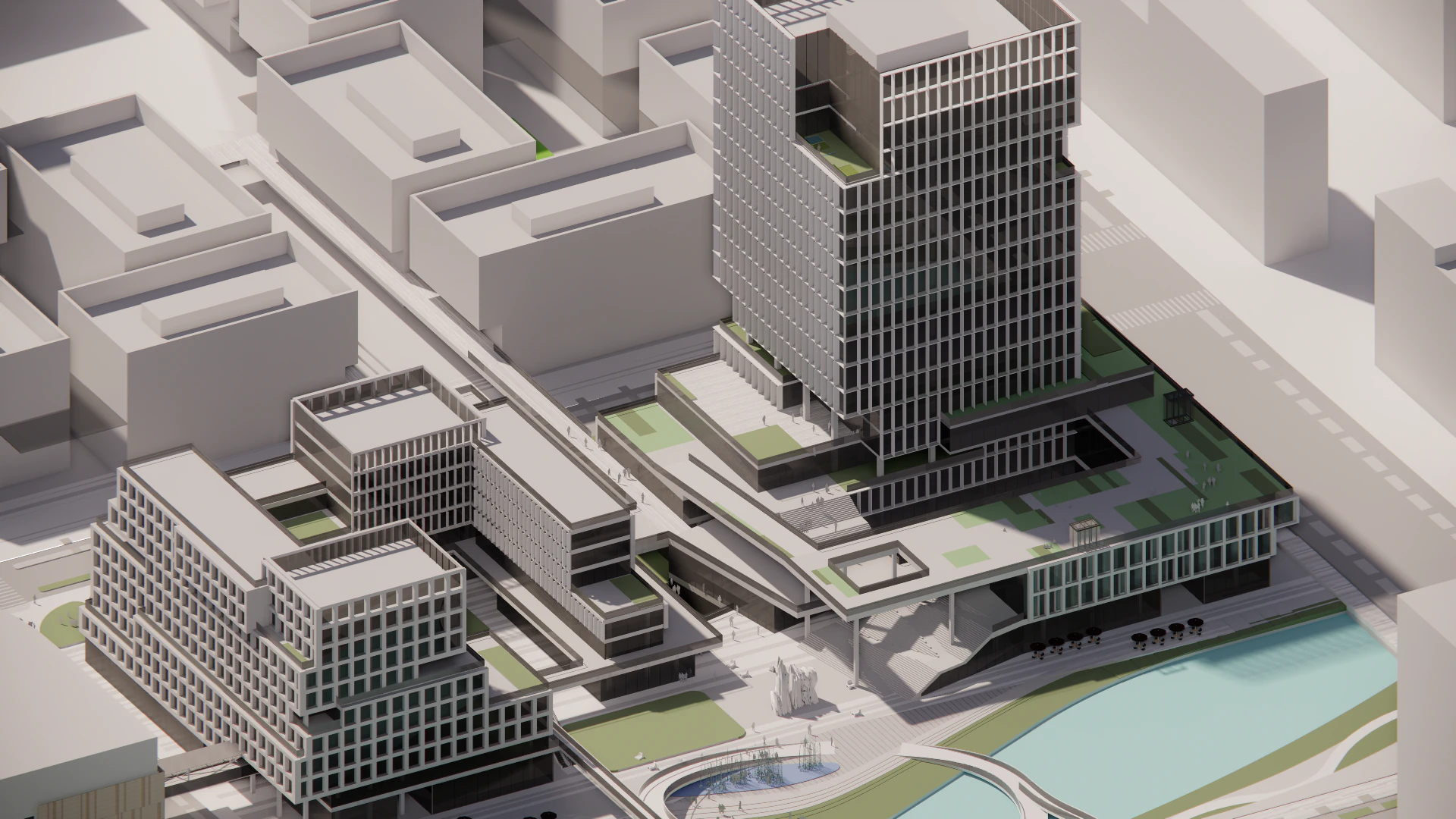 Modern City Block -A16 3D Model .c4d .max .obj .3ds .fbx .stl .blend