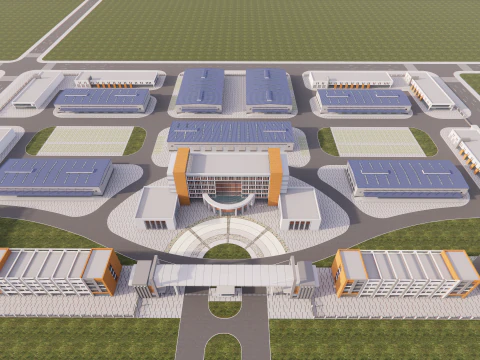 Промышленная сцена-A22 3D Модель