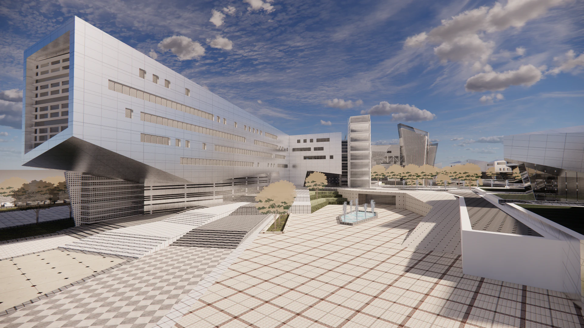 Modern City Block -A34 3D Model .c4d .max .obj .3ds .fbx .stl .blend