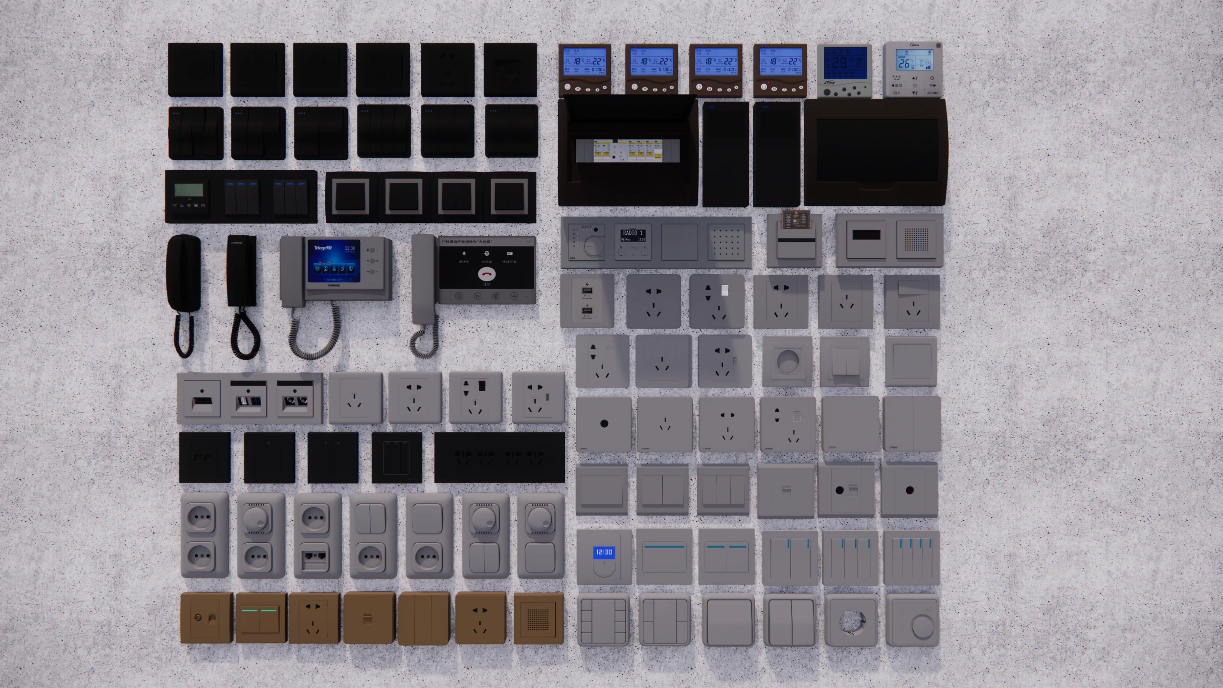 Switch and Outlet Collection-A4 3D Model .c4d .max .obj .3ds .fbx .stl .blend 