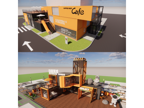 Container coffee shop-1 3D Model