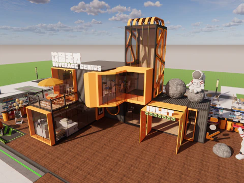 Container coffee shop-1 3D Model