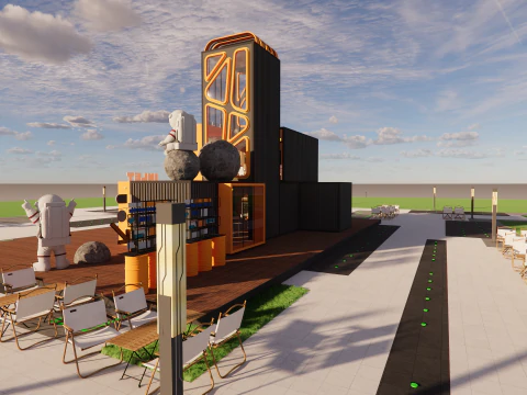 Container coffee shop-1 3D Model