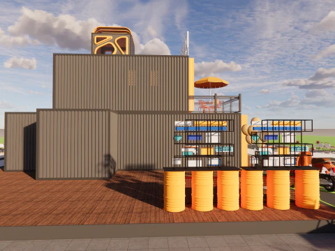 Container coffee shop-1 3D Model