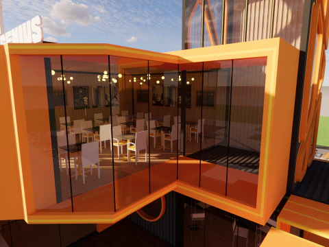 Container coffee shop-1 3D Model