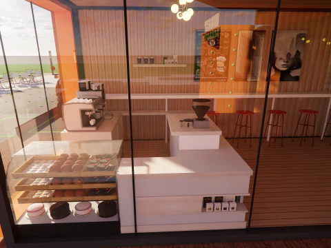 Container coffee shop-1 3D Model