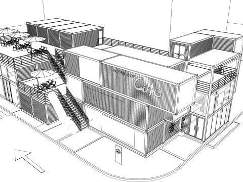 Container coffee shop-1 3D Model