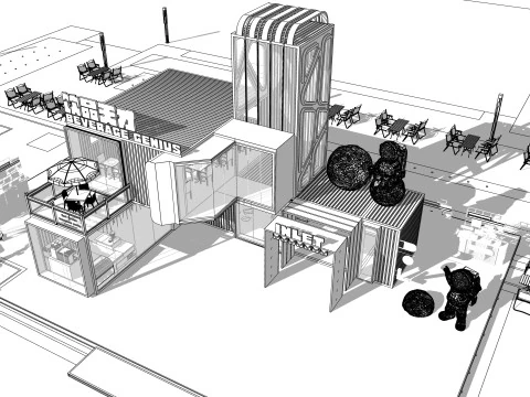 Container coffee shop-1 3D Model