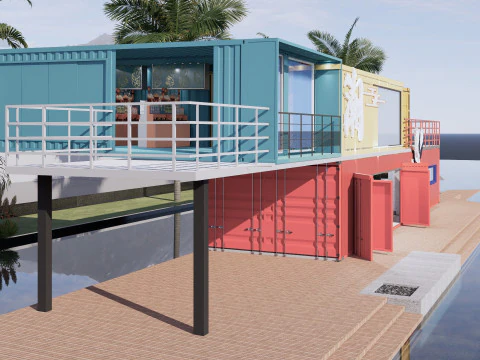 Container coffee shop-2 3D Model