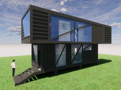 Container coffee shop-3 3D 模型