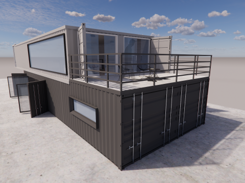 Container coffee shop-3 3D 模型