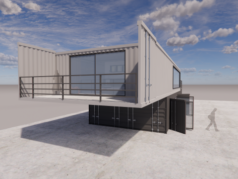 Container coffee shop-3 3D 模型