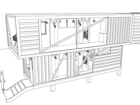 Container coffee shop-3 3D 模型