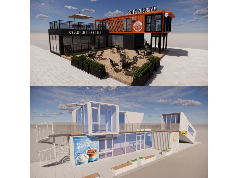 Container-Caf&eacute;-4 3D Modell