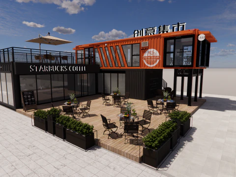 Container coffee shop-4 3D Model