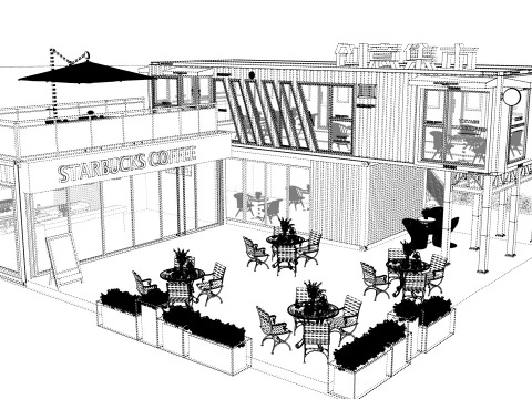 Container coffee shop-4 3D Model