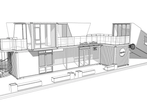 Container coffee shop-4 3D Model