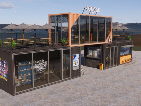 Container coffee shop-8 3D Model
