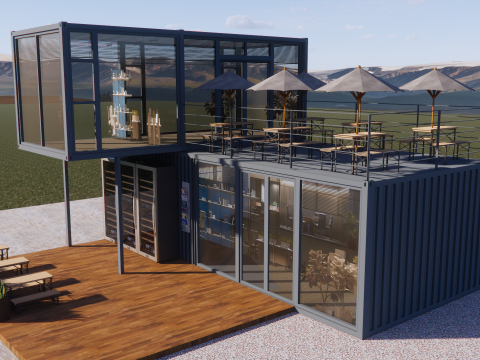 Container coffee shop-8 3D Model