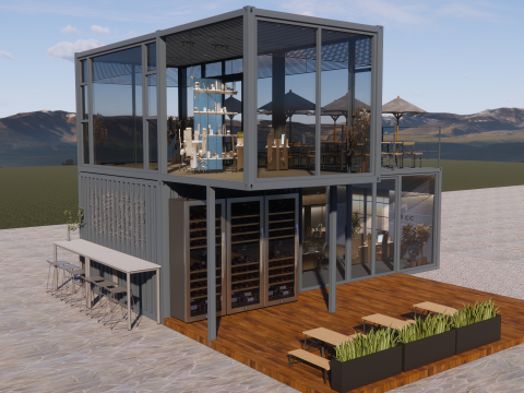 Container coffee shop-8 3D Model