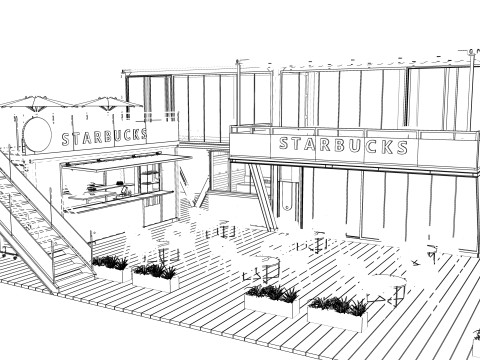 Container coffee shop-10 3D Модель