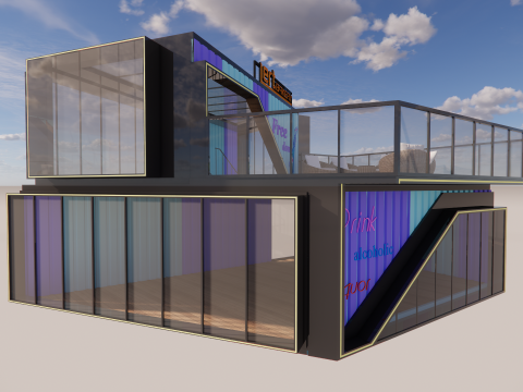 Container coffee shop-15 3D Modell