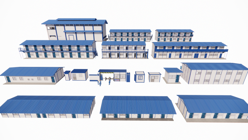 Portable Construction Site Building -A1 3D 模型 .c4d .max .obj .3ds .fbx .stl .blend
