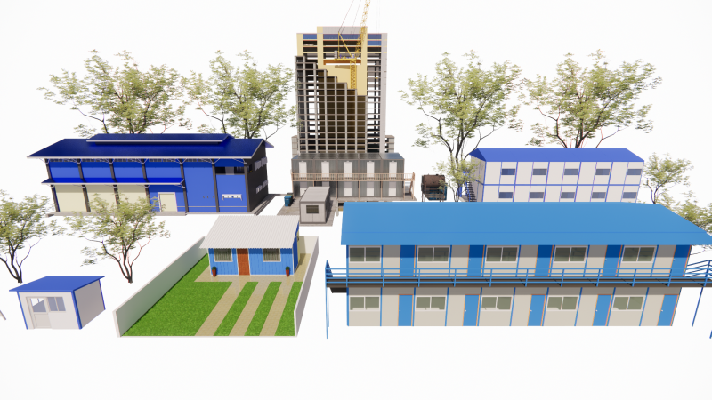 Portable Construction Site Building -A2 3D Model .c4d .max .obj .3ds .fbx .stl .blend