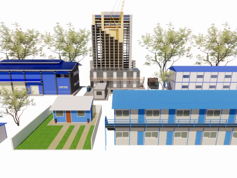 Edificio de sitio de construcción portátil -A2 Modelo 3D
