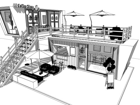 Container coffee shop-19 3D Модель