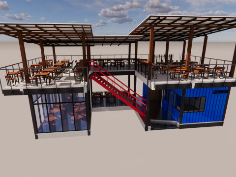 Container coffee shop-21 3D Model