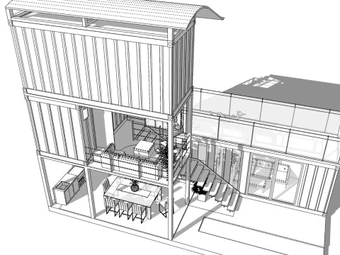 Container coffee shop-21 3D Model