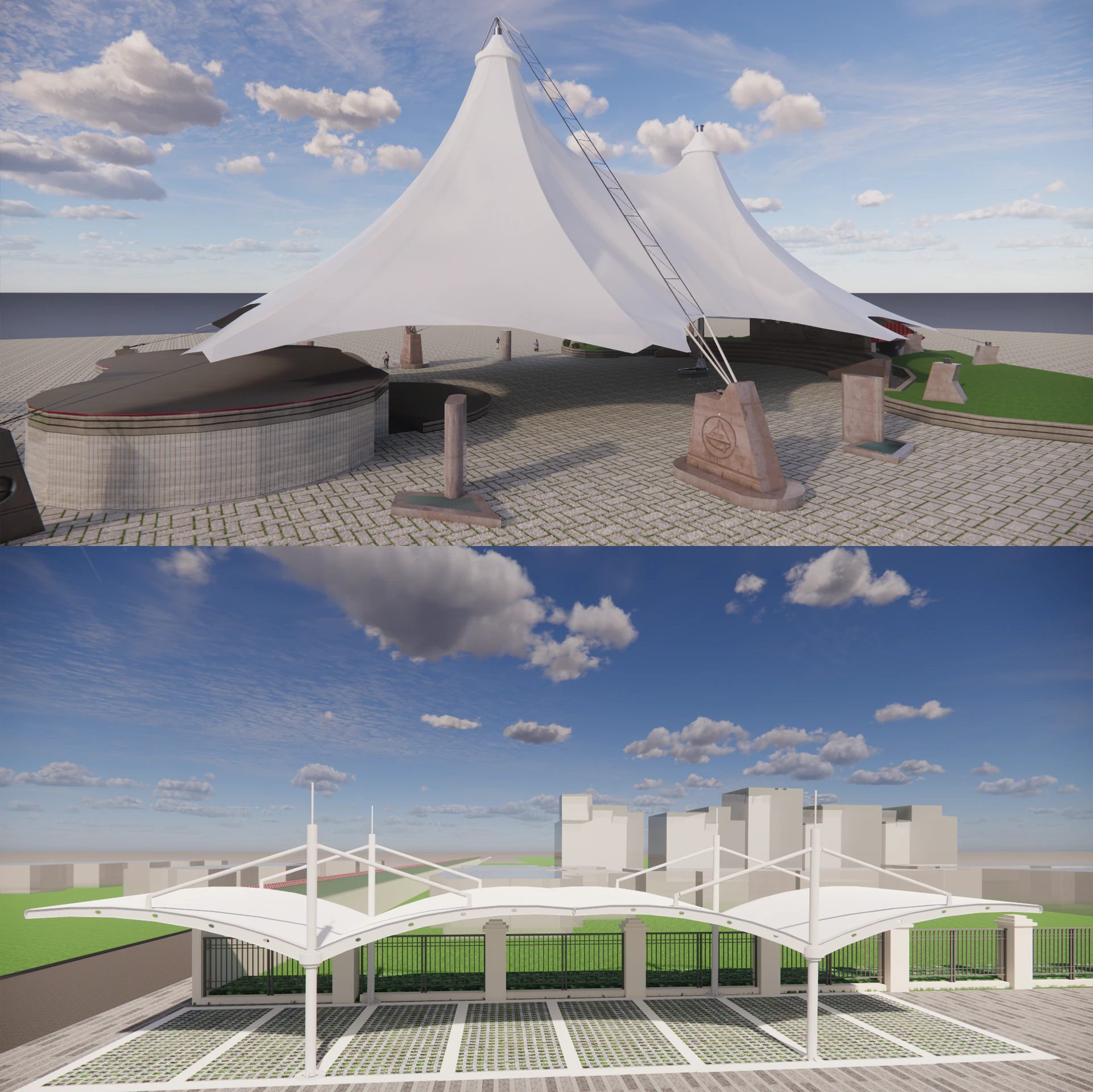 Tensile Structures Collection -A3 3D Model .c4d .max .obj .3ds .fbx .stl .blend 