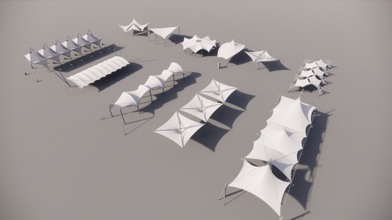 Tensile Structures Collection -A4 3D 模型 .c4d .max .obj .3ds .fbx .stl .blend