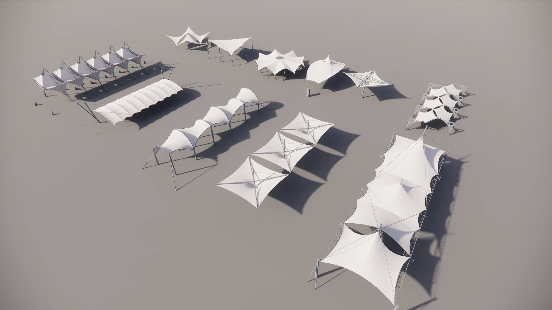 Tensile Structures Collection -A4 3D Model .c4d .max .obj .3ds .fbx .stl .blend 