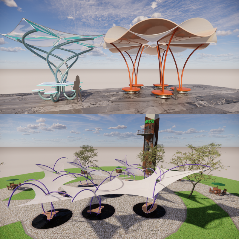 Tensile Structures Collection -A7 3D Model .c4d .max .obj .3ds .fbx .stl .blend 