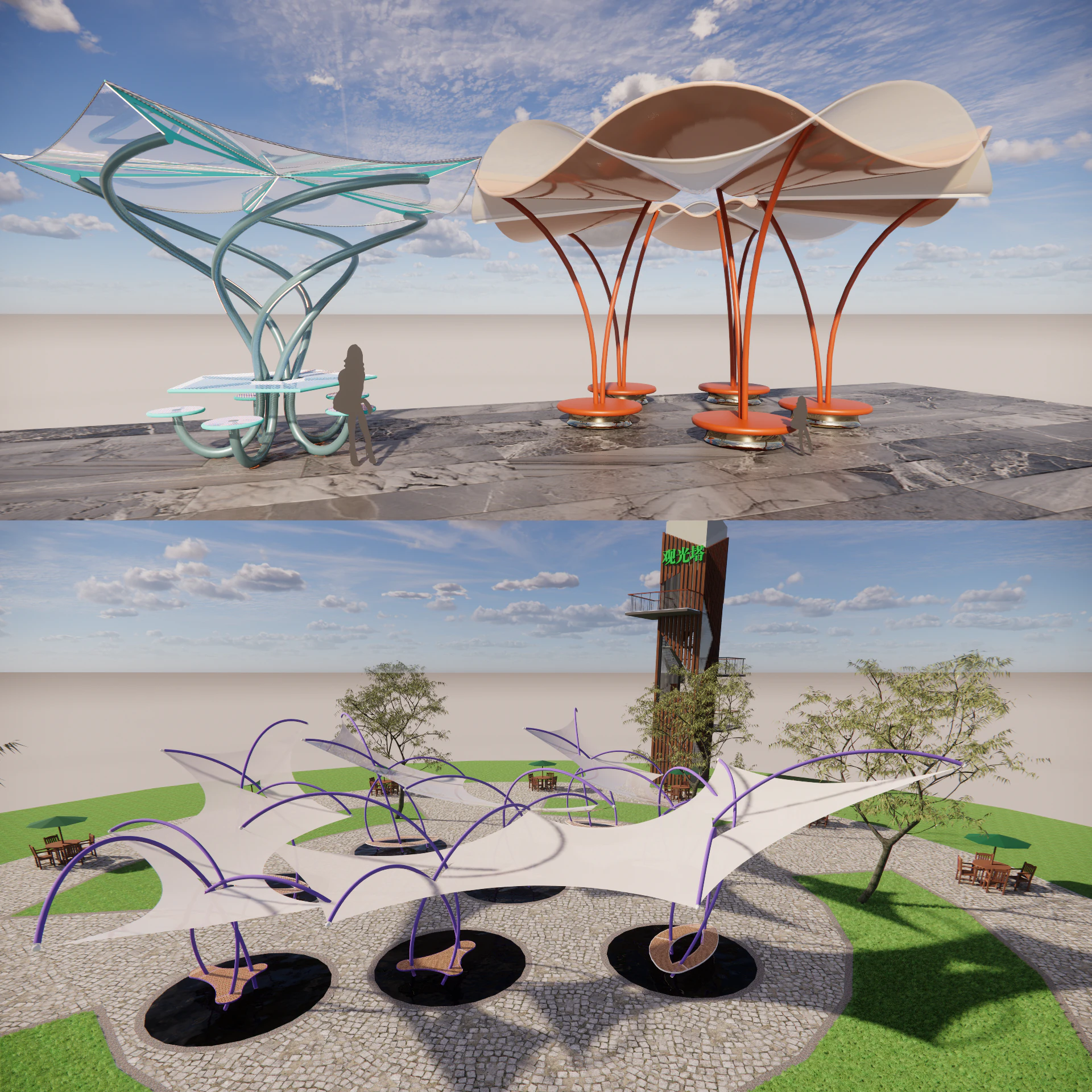 Tensile Structures Collection -A7 3D Model .c4d .max .obj .3ds .fbx .stl .blend 