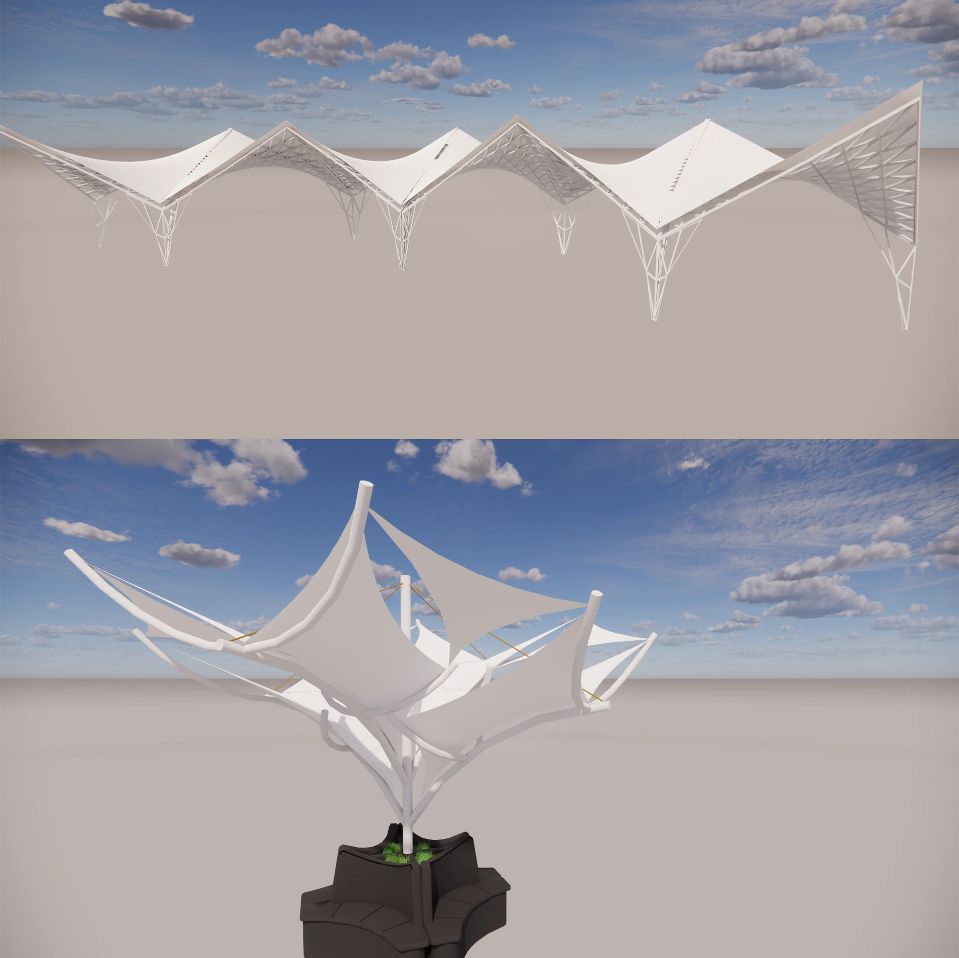 Tensile Structures Collection -A11 3D Model .c4d .max .obj .3ds .fbx .stl .blend 