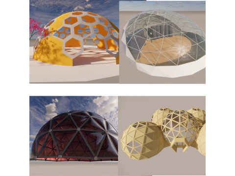 Desain Kubah Geodesik -A1 Model 3D