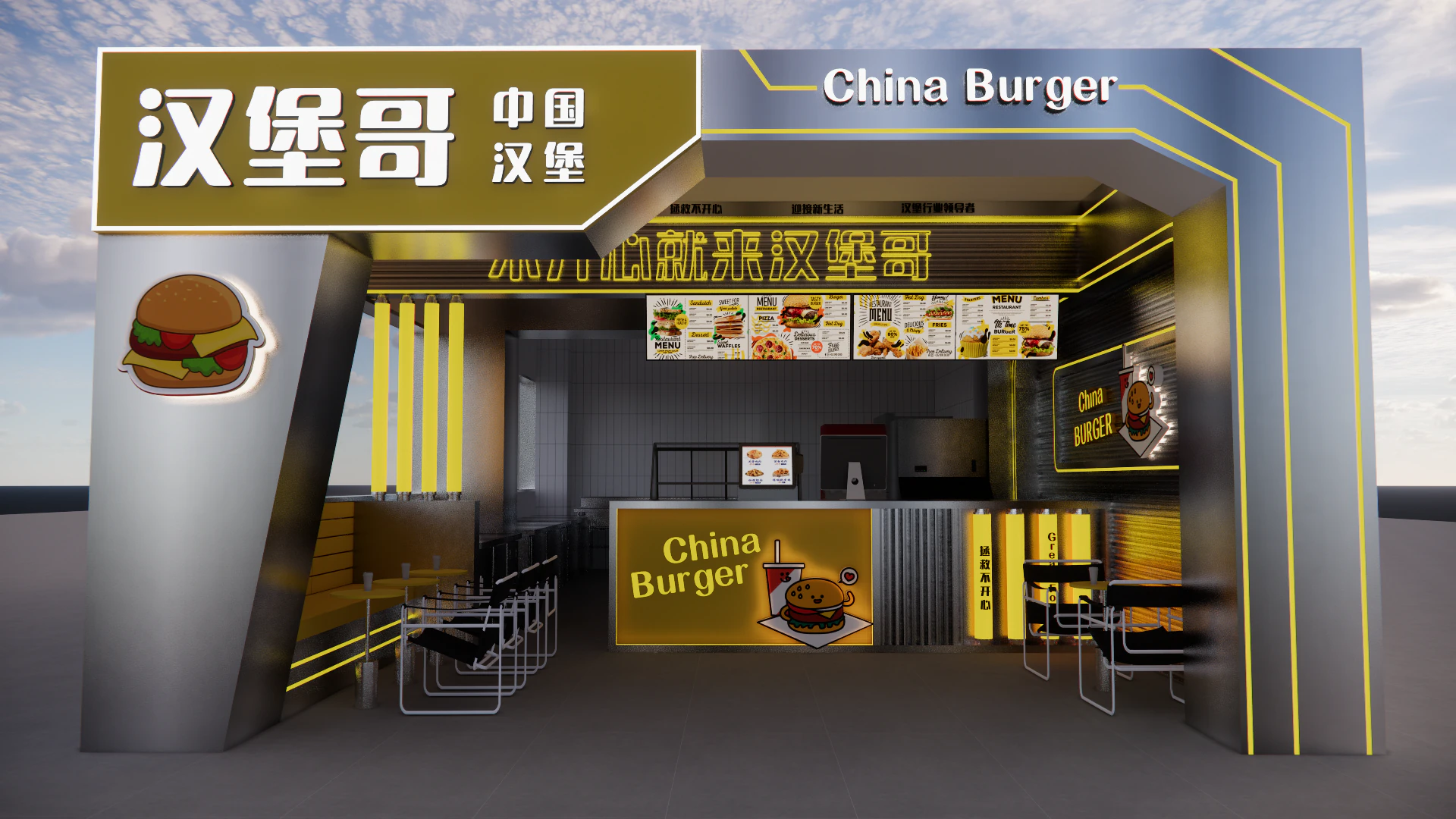 Fast Food Restaurant -A1 3D Model .c4d .max .obj .3ds .fbx .stl .blend 