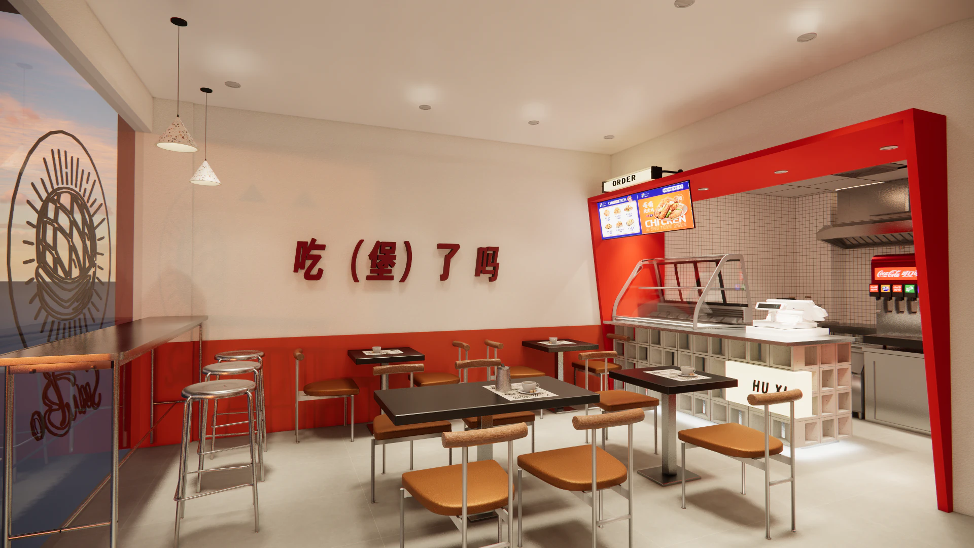Fast Food Restaurant -A4 3D Model .c4d .max .obj .3ds .fbx .stl .blend 