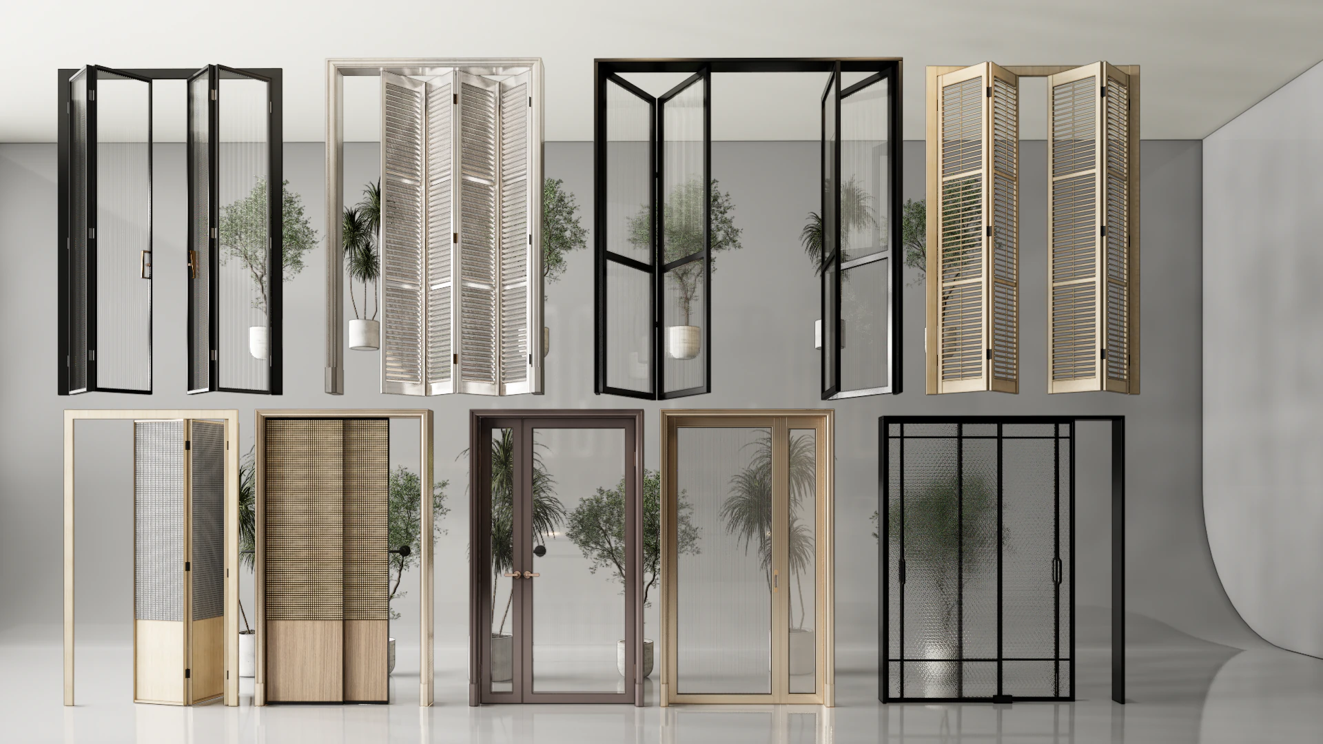 Interior folding shutter door -A2 3D Model .c4d .max .obj .3ds .fbx .stl .blend