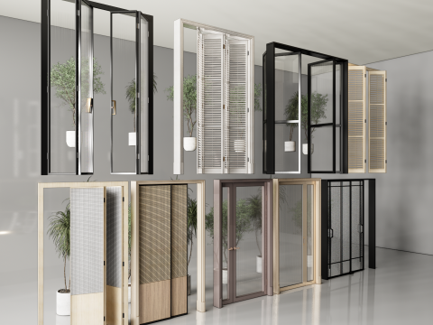 Interior folding shutter door -A2 3D Model