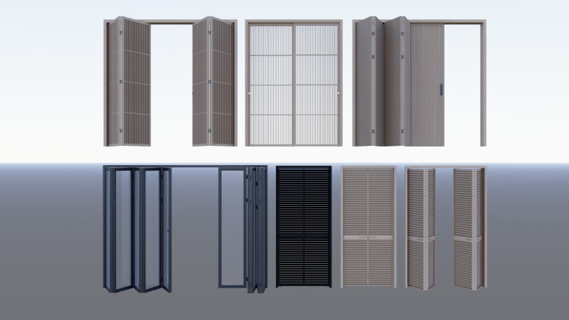 Interior folding shutter door -A3 3D मॉडल .c4d .max .obj .3ds .fbx .stl .blend