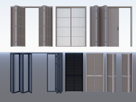 Interior folding shutter door -A3 3D Model