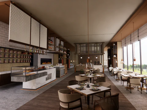 Caf&eacute;t&eacute;ria d'entreprise libre-service -A2 Modèle 3D