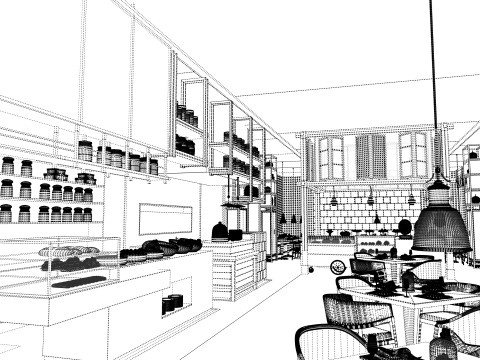 Self-service corporate cafeteria -A2 Modèle 3D