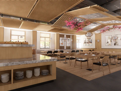 Caf&eacute;t&eacute;ria d'entreprise libre-service -A3 Modèle 3D